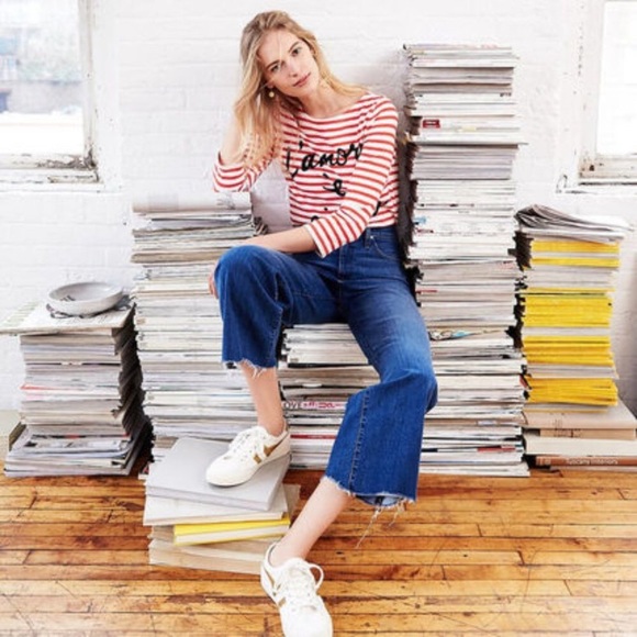 J. Crew L’amore è Cieco red and white striped boatneck 3/4 sleeve top, Large - Picture 9 of 12